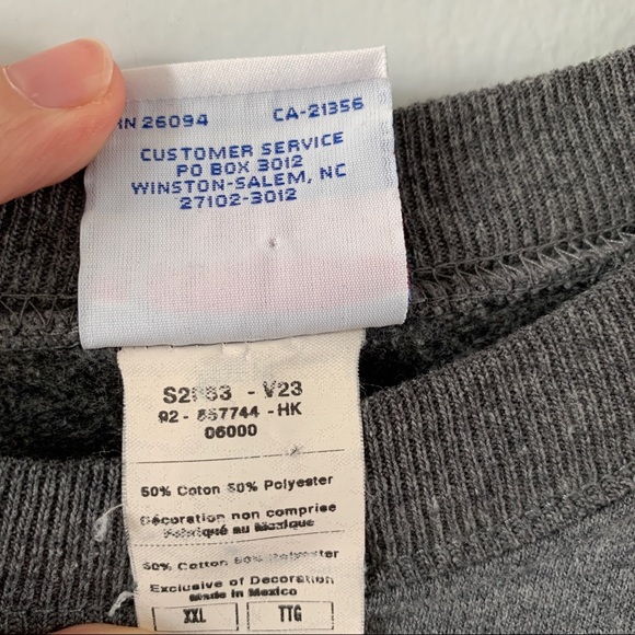 Champion Size XXL Gray Sweatshirt Pullover Top Long Sleeve Crew Neck Stripe Logo - Picture 13 of 13